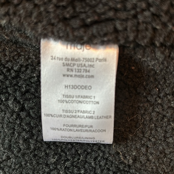 MAJE Black Fox Fur Parka Leather Trim sz 1 (small) - Picture 11 of 12